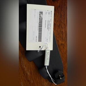 MaxMara Black Ruffled Leather Belt